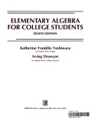 Book cover for Elementary Algebra for College Students