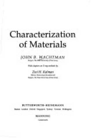 Cover of Characterization of Materials