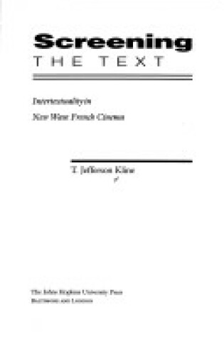 Cover of Screening the Text