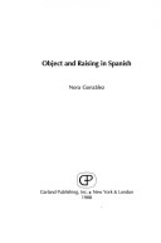 Cover of Object Raising in Spanish