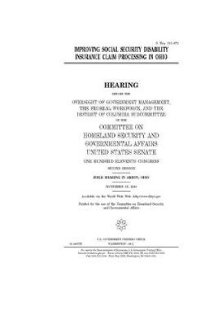 Cover of Improving Social Security disability insurance claim processing in Ohio