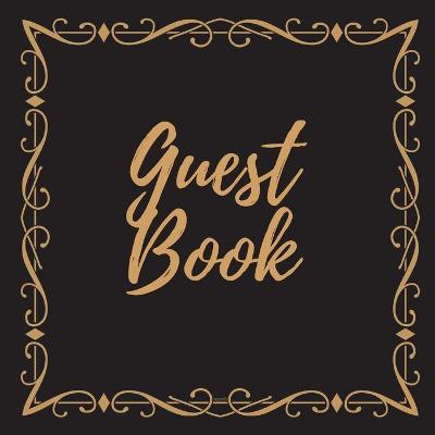 Book cover for Guest Book - Gold Frame #6 For any occasion Light Green Color Pages 8.5 x 8.5 Inches 82 pages