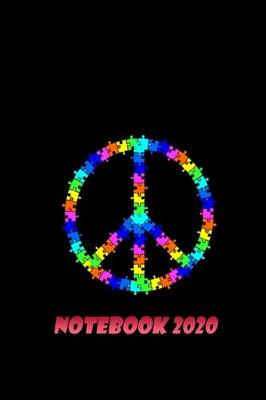 Book cover for Peace Symbol Notebook 2020, New Year Gift, Gift For friends, Black Journal Notebook