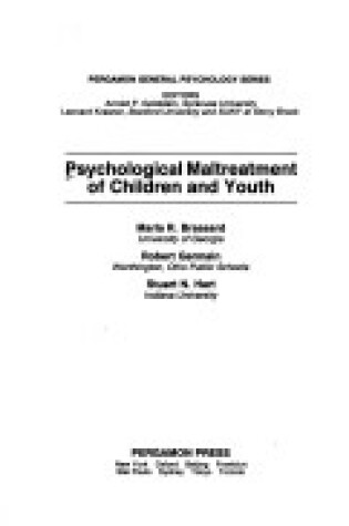 Cover of Psychological Maltreatment of Children and Youth