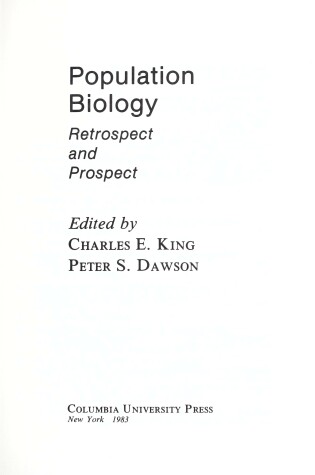 Cover of Population Biology: Retrospect and Prospect