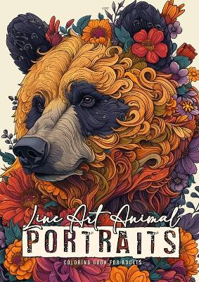 Cover of Line Art Animal Portraits Coloring Book for Adults