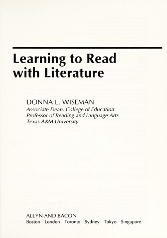 Book cover for Learning to Read with Literature