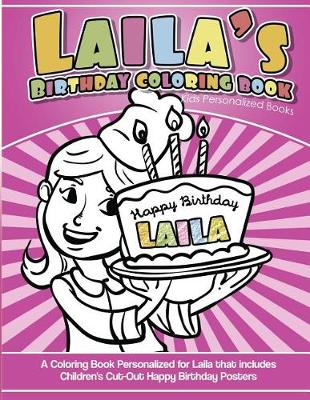 Book cover for Laila's Birthday Coloring Book Kids Personalized Books