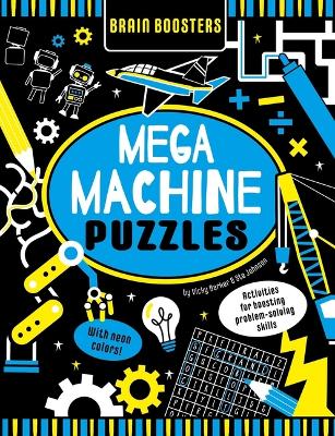 Book cover for Brain Boosters Mega Machines Puzzles (with Neon Colors)