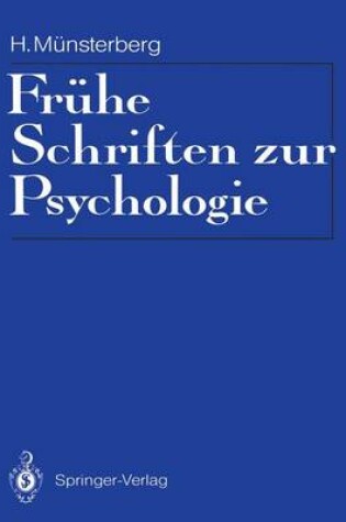 Cover of Frühe Schriften zur Psychologie