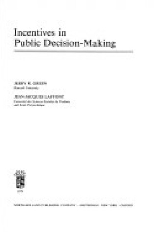 Cover of Incentives in Public Decision-making