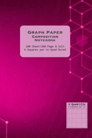 Cover of Pink 8.5x11 Quad Ruled Graph Paper Composition Notebook.