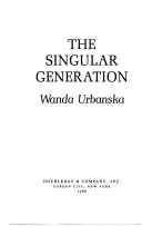 Book cover for Singular Generation