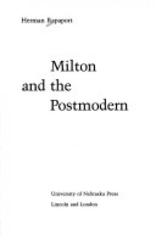 Cover of Milton and the Postmodern