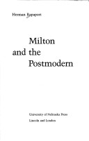 Book cover for Milton and the Postmodern