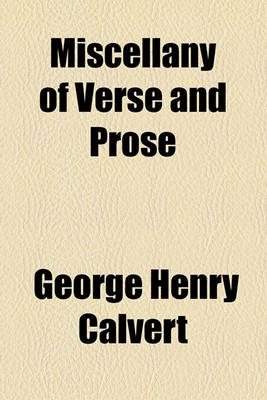 Book cover for Miscellany of Verse and Prose