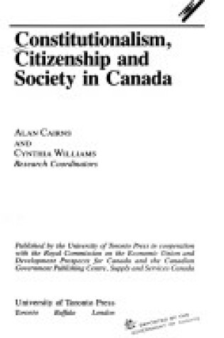 Cover of Constitutionalism, Citizenship and Society in Canada