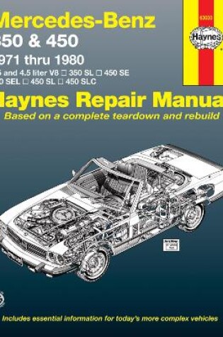 Cover of Mercedes-Benz 350 & 450 covering 350 SL Roadster, 450 SL/SLC Coupe & Roadster, 450 SE/SEL V8 Sedan (1971-1980) Haynes Repair Manual (USA)