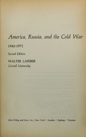 Cover of America, Russia and the Cold War, 1945-71