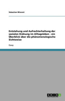 Book cover for Entstehung und Aufrechterhaltung der sozialen Ordnung im Alltagsleben - ein Überblick über die phänomenologische Sichtweise