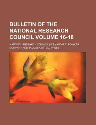 Book cover for Bulletin of the National Research Council Volume 16-18