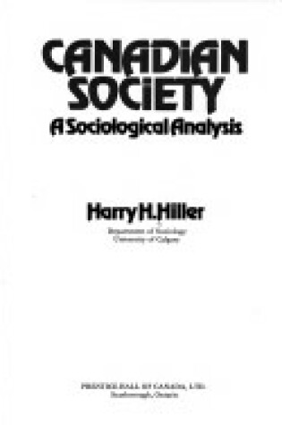 Cover of Canadian Society