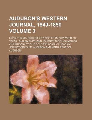 Book cover for Audubon's Western Journal, 1849-1850; Being the Ms. Record of a Trip from New York to Texas and an Overland Journey Through Mexico and Arizona to the Gold Fields of California Volume 3