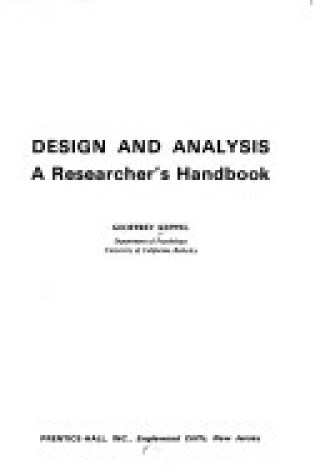 Cover of Design and Analysis