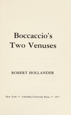 Book cover for Boccaccio's Two Venuses