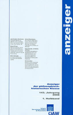 Cover of Anzeiger Der Philosophisch-Historischen Klasse 143. Jahrgang, 1. Halbband 2008