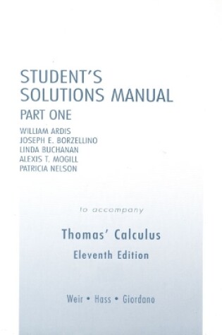 Cover of Student Solutions Manual Part 1 for Thomas' Calculus