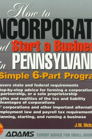 Cover of How to Incorporate and Start a Business in Pennsylvania