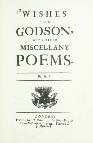 Book cover for Wishes to a Godson, with Other Miscellany Poems