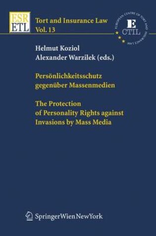 Cover of Personlichkeitsschutz Gegenuber Massenmedien / the Protection of Personality Rights Against Invasions by Mass Media