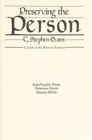 Cover of Preserving the Person