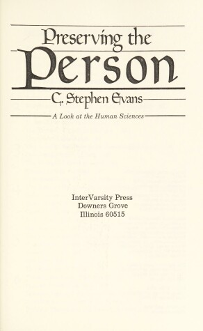 Book cover for Preserving the Person