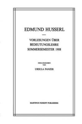 Cover of Vorlesungen Über Bedeutungslehre Sommersemester 1908