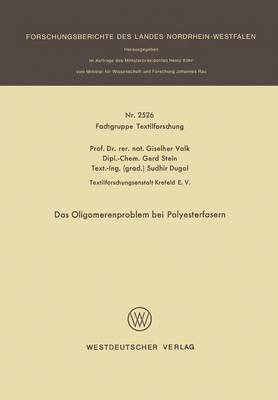 Book cover for Das Oligomerenproblem Bei Polyesterfasern