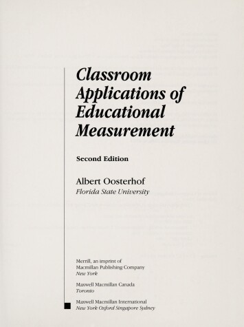 Book cover for Classroom Applications of Educational Measurement