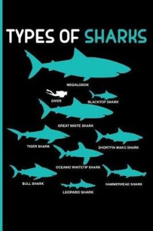 Cover of Types of Sharks Megalodon Diver Blacktop Shark Great White Shark Tiger Shark