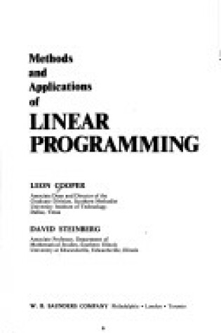 Cover of Methods and Applications of Linear Programming