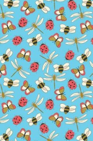 Cover of Journal Notebook Dragonflies, Bees and Ladybugs Pattern - Blue