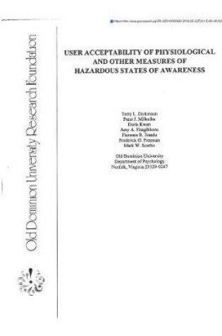 Cover of User Acceptability of Physiological and Other Measures of Hazardous States of Awareness