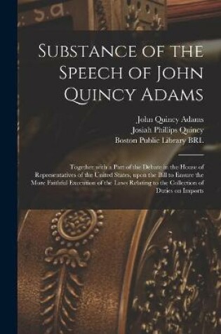 Cover of Substance of the Speech of John Quincy Adams