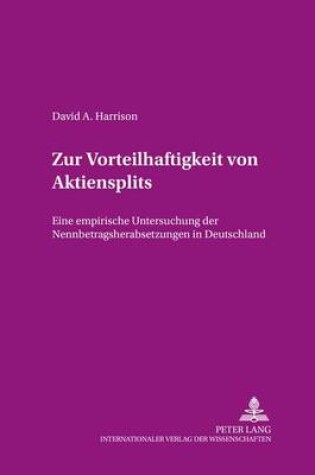 Cover of Zur Vorteilhaftigkeit Von Aktiensplits