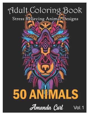 Cover of Adult Coloring Book 50 Animals