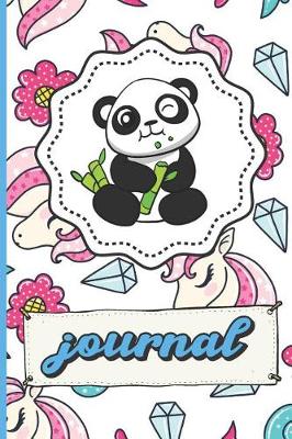 Book cover for Panda Bear Unicorns Diamonds Hearts And Flowers Journal