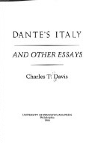 Cover of Dante's Italy and Other Essays