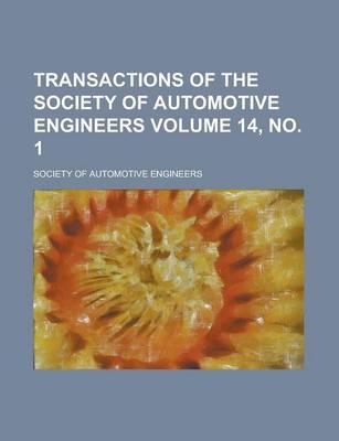 Book cover for Transactions of the Society of Automotive Engineers Volume 14, No. 1