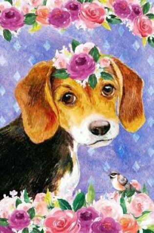 Cover of Bullet Journal Notebook for Dog Lovers Beagle Puppy in Flowers 1